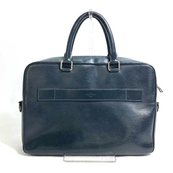 LOUIS VUITTON Epi Porte Document Business Hand Bag Tote Bag Leather Navy - Picture 1 of 15
